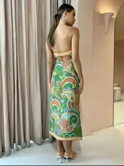 Alemais Marion Bodice Strapless Dress in Green Paisley Size 14  for rent on The Volte - image 2