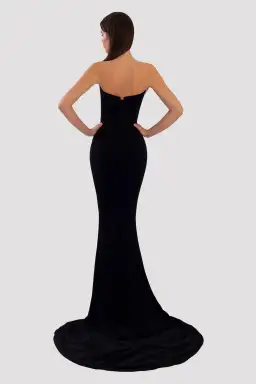 Albina Dyla Long Embroidered Black Dress for rent on The Volte - image 3