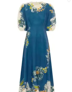 Alemais Luda Midi Dress Blue Floral Size 8 for rent on The Volte - image 4