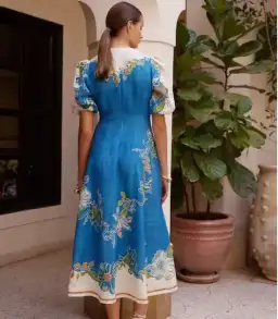 Alemais Luda Midi Dress Blue Floral Size 8 for rent on The Volte - image 3