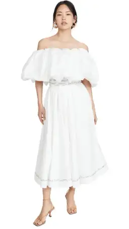 Prima Puff Midi Dress White for rent on The Volte - image 1
