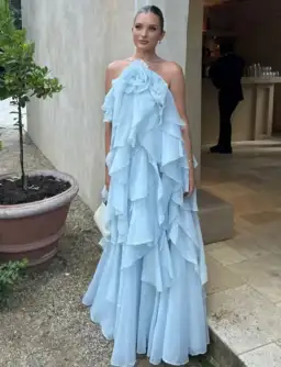 Aje Pandorea Layered Maxi Dress Silver Blue Size AU 6 for rent on The Volte - image 1