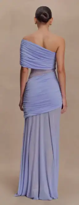 Dallas One Shoulder Mesh Maxi Dress - Lavender for rent on The Volte - image 2