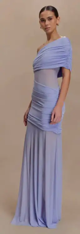 Dallas One Shoulder Mesh Maxi Dress - Lavender for rent on The Volte - image 3