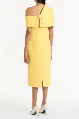 Butter crepe draped collar dress for rent on The Volte - image 5