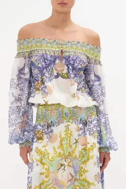 Star Of The Sea Off Shoulder Shirred Dress for rent on The Volte - image 5