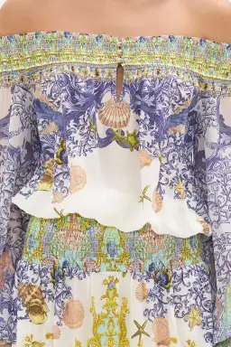 Star Of The Sea Off Shoulder Shirred Dress for rent on The Volte - image 6