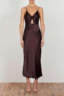Shona Joy Wright Ruched Bias Slip Dress Chocolate Brown Size 8 for rent on The Volte - image 1