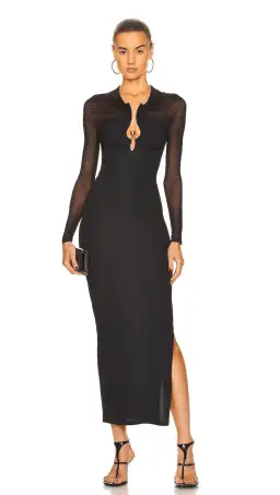 Polar Orbit Sheer Column Shawl Dress Black for rent on The Volte - image 1