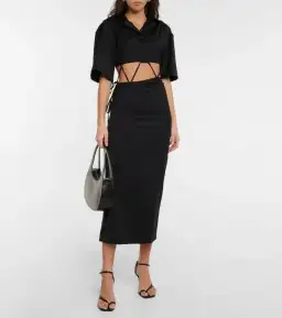 Midi Wool Blend Cut Out Shirt Dress Black for rent on The Volte - image 1
