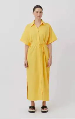 Wally Shirt Midi Dress Honey Yellow Gold for rent on The Volte - image 3