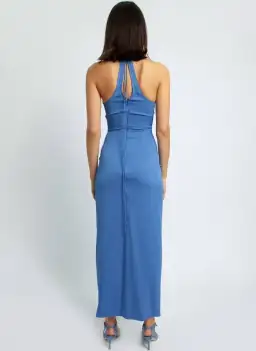 Lattice Waist Midi Dress - Blue for rent on The Volte - image 6