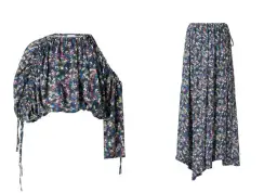 Navy floral drawcord set for rent on The Volte - image 1