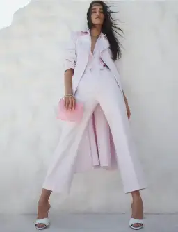 Baby Pink Cotton Trench and Pant Set for rent on The Volte - image 2
