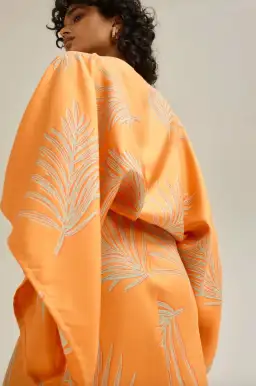 Silk Twill Feather Leaf Slip Dress Orange for rent on The Volte - image 3