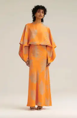 Silk Twill Feather Leaf Top Orange for rent on The Volte - image 3