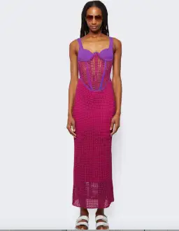 Marled Double Cup Corset Dress Fuchsia for rent on The Volte - image 3