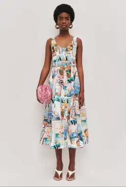 Aje Leonie midi dress size 8 postcard print for rent on The Volte - image 1