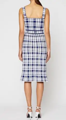 Crepe Knit Check Dress Blue Print for rent on The Volte - image 2