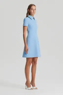 Crepe Knit Zip Rivera Dress Light Blue for rent on The Volte - image 2