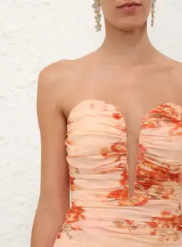 Zimmermann Cascadian Strapless Midi Dress Red Botanical Floral Size OP/6 for rent on The Volte - image 5