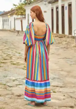 BNWT FARM RIO Maxi Dress Rainbow Stripe s L, 12-14 AU, 44-46 EU RRP $499AU for rent on The Volte - image 4