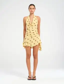 Benni Harlow Halter Mini Dress in Butter Spot Size AU 8 for rent on The Volte - image 1