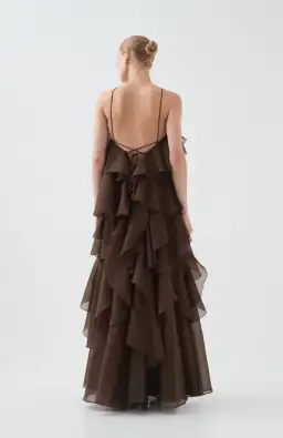 AJE Pandorea Layered Maxi Dress Carob Size 12 for rent on The Volte - image 3