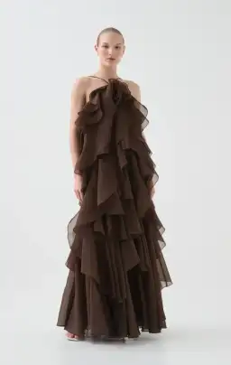 AJE Pandorea Layered Maxi Dress Carob Size 12 for rent on The Volte - image 2