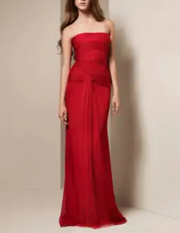 Vera Wang Strapless Red Chiffon Dress size 8 for rent on The Volte - image 1
