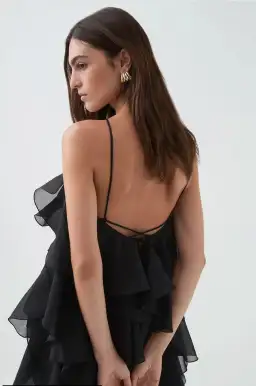 Aje Pandorea Layered Mini Dress in Black Sz 8 for rent on The Volte - image 3