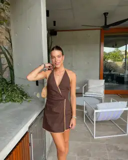 Sir The Label Affogato Twist Mini Dress in Chocolate Size 3 / AU 12  for rent on The Volte - image 4