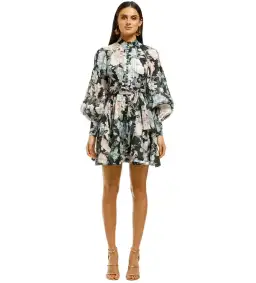 ZIMMERMANN VERITY ROULEAU SHORT DRESS FLORAL Size 8 for rent on The Volte - image 1