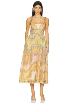 Zimmermann Maxine Picnic Midi Dress in Gold Paisley Size 10 for rent on The Volte - image 1