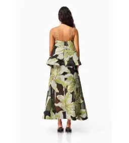 Elliatt Elysia Tiered Gown Black and Green Floral Size L AU 12 for rent on The Volte - image 4