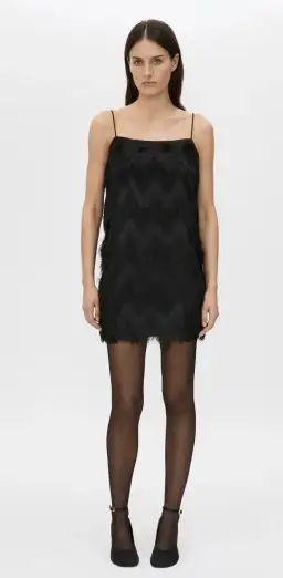Camilla and Marc Phoenix Fringed Mini Dress in Black for rent on The Volte - image 4