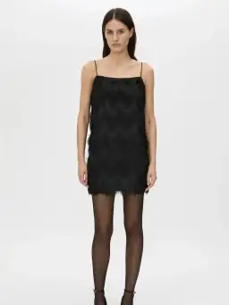 Camilla and Marc Phoenix Fringed Mini Dress in Black for rent on The Volte - image 1