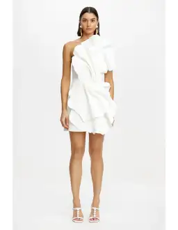 Acler Oake Mini Dress Ivory / White Size 10 for rent on The Volte - image 1