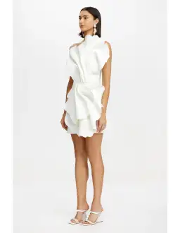 Acler Oake Mini Dress Ivory / White Size 10 for rent on The Volte - image 2