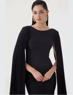 Sheike Black Pleated Sleeve Dress Size 8  for rent on The Volte - image 1