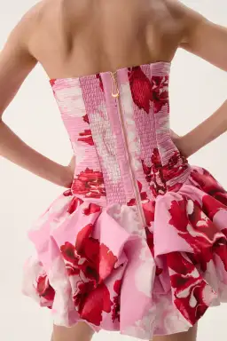 Violette Bubble Hem Mini Dress in Pink Boldy Blooming size 4 for rent on The Volte - image 2