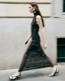 Elka Collective Elara Brown Mesh Beaded Maxi Dress for rent on The Volte - image 6