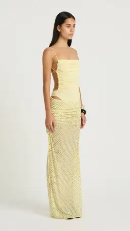 Benni Tanner Bodysuit & Ayla Maxi Skirt in Butter & Butter Micro Polka Size 6 for rent on The Volte - image 3