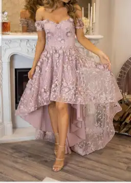 Marian Rahme Rosetta Hi-Low Gown Pink Size 8