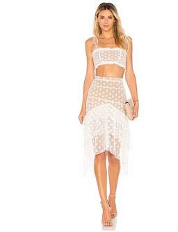 Revolve Majorelle Set (Sawyer Top in White & Heidi Skirt in White) size 10