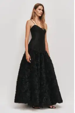 Aje Colette Corset Textured Maxi Dress Black Size AU 10 for rent on The Volte - image 3