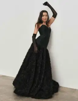 Aje Colette Corset Textured Maxi Dress Black Size AU 10 for rent on The Volte - image 1