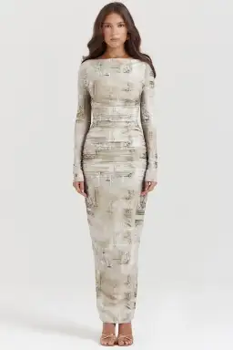 House of CB Lanetta Sage Print Maxi Dress Size AU 6 / XS for rent on The Volte - image 2