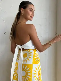 By Nicola Wavy Strapless Maxi Dress in Large Sol Size 6 for rent on The Volte - image 4