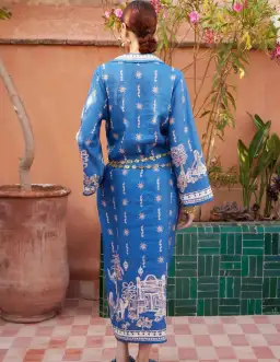 Alemais Acacia Shirtdress Midi Blue Moroccan Print Size 16 for rent on The Volte - image 4